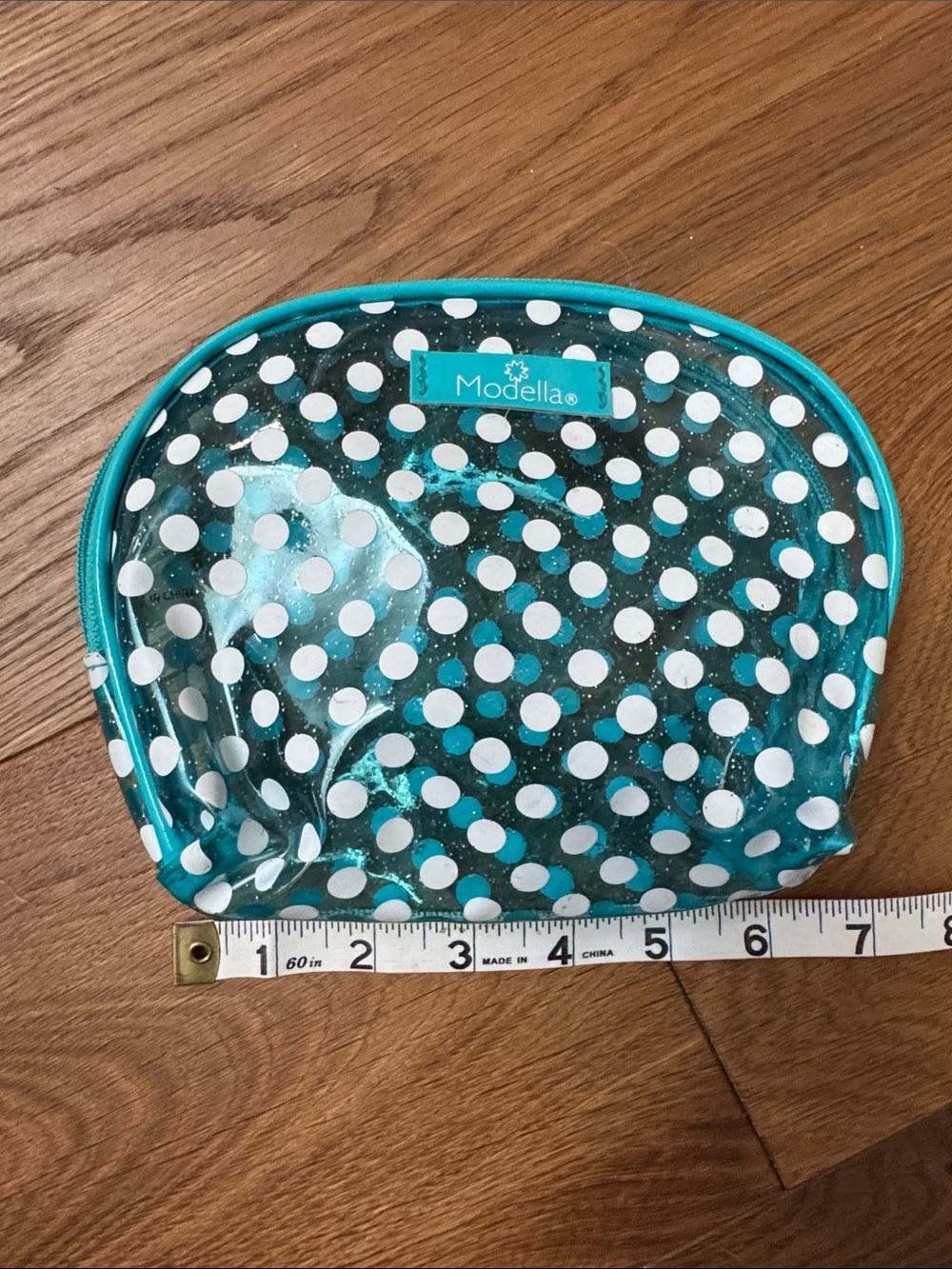 Modella Teal Polka Dot Waterproof Pouch